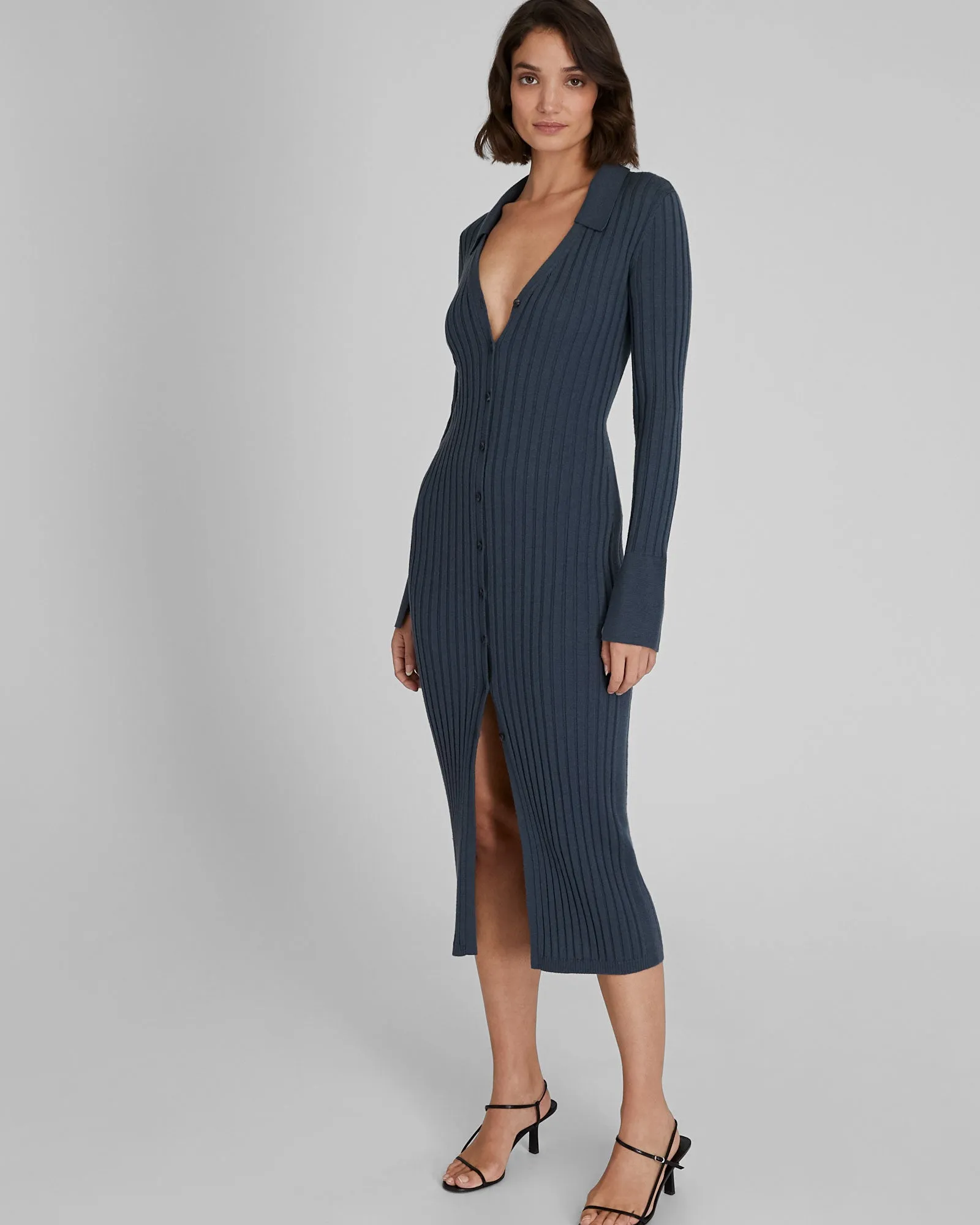 Ribbed Collared Cardigan Dress sold by Club Monaco