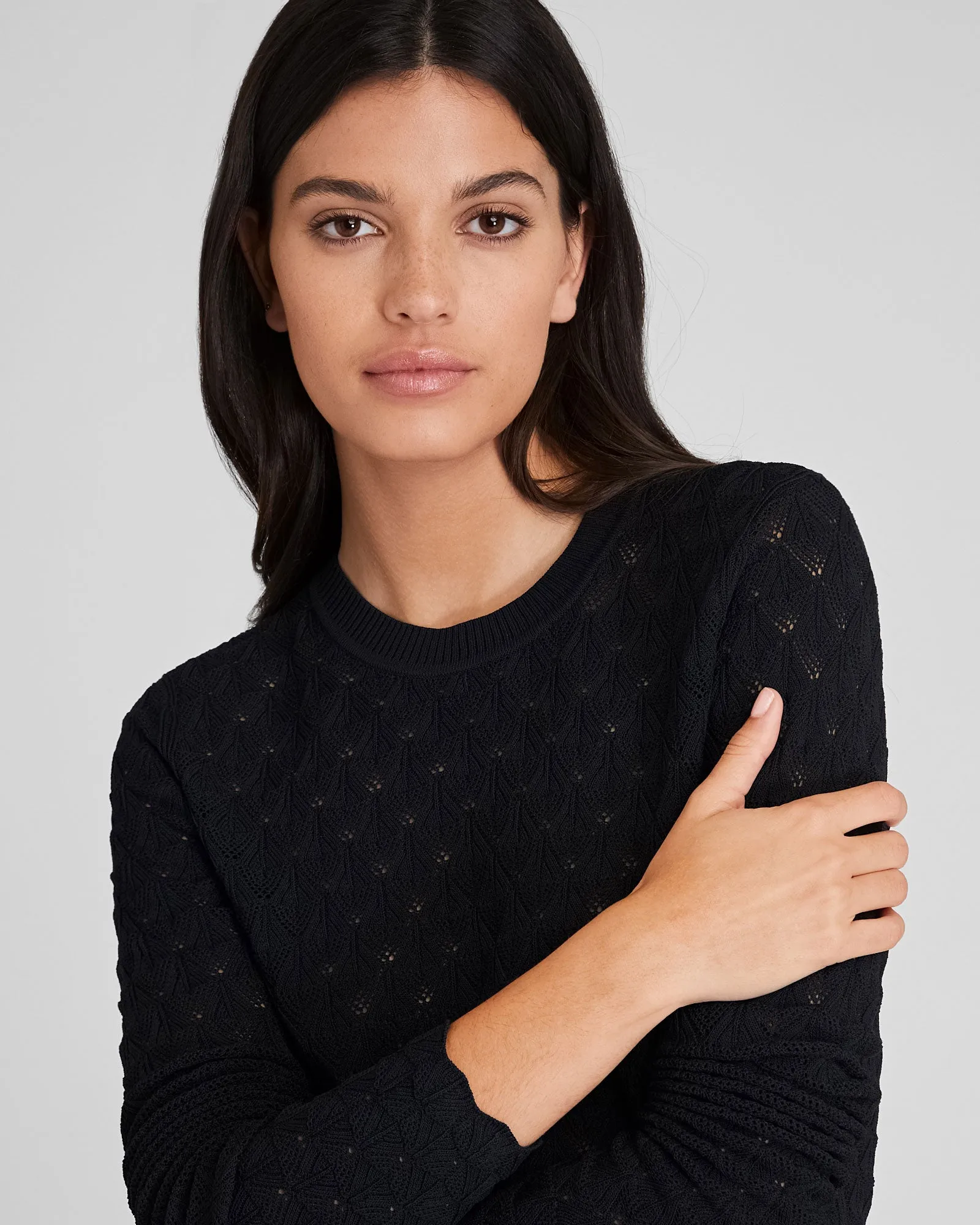 Pointelle Button Back Crew Sweater sold by Club Monaco product image thumbnail 4