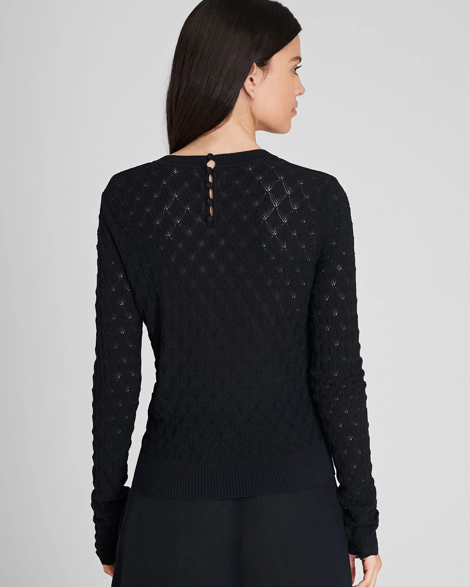 Pointelle Button Back Crew Sweater sold by Club Monaco product image thumbnail 3