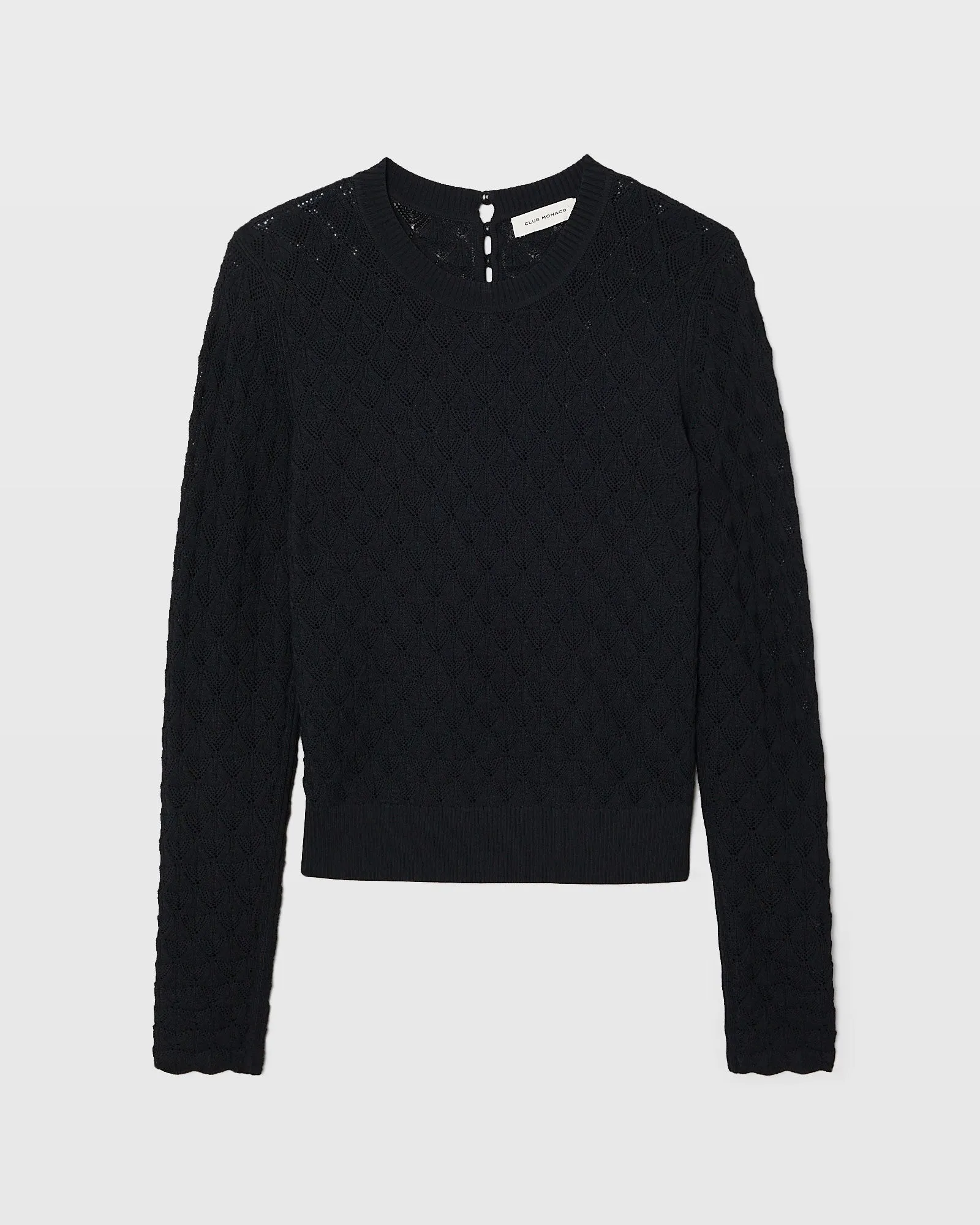 Pointelle Button Back Crew Sweater sold by Club Monaco product image thumbnail 5
