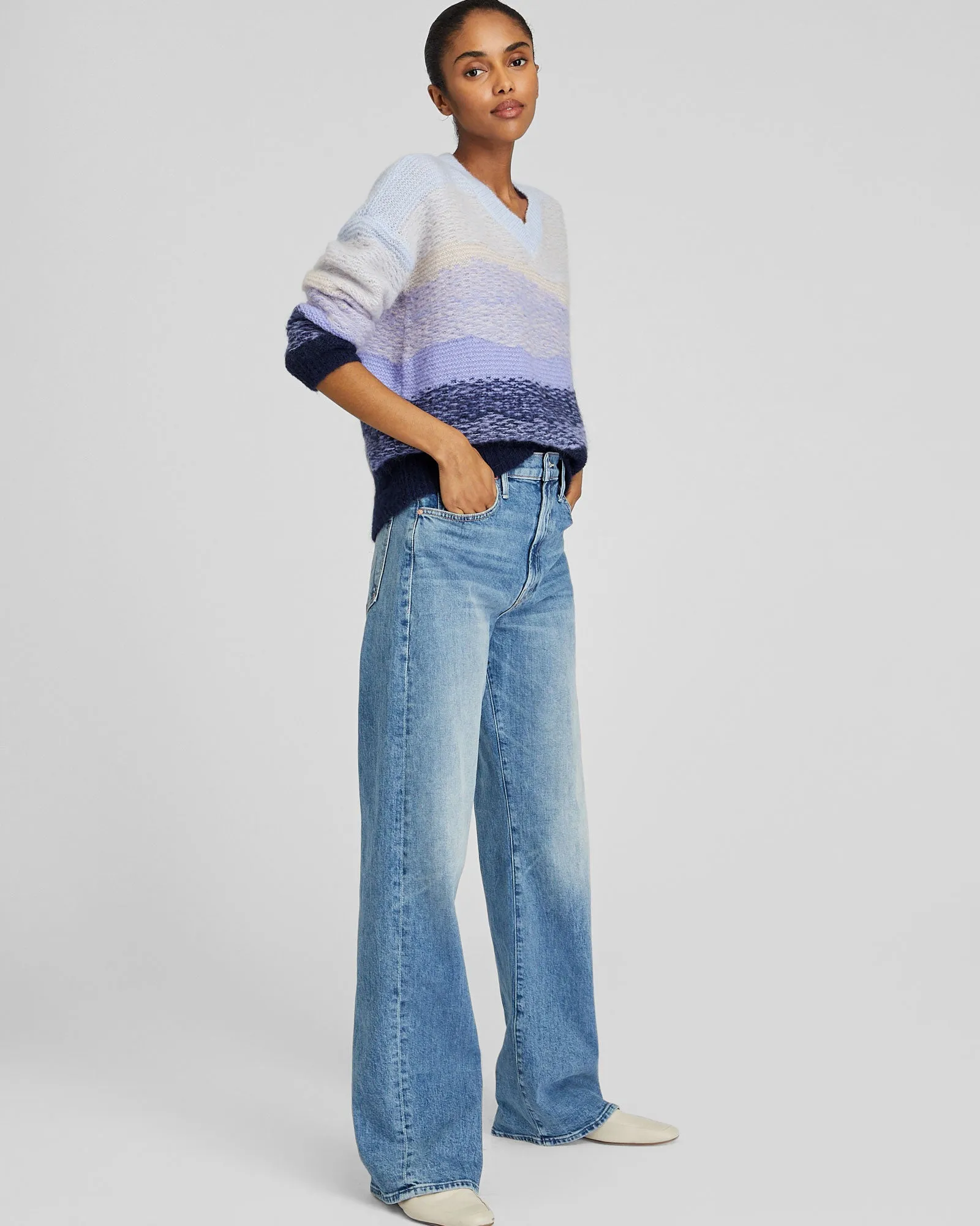 Float Jacquard V-Neck Sweater sold by Club Monaco product image thumbnail 4