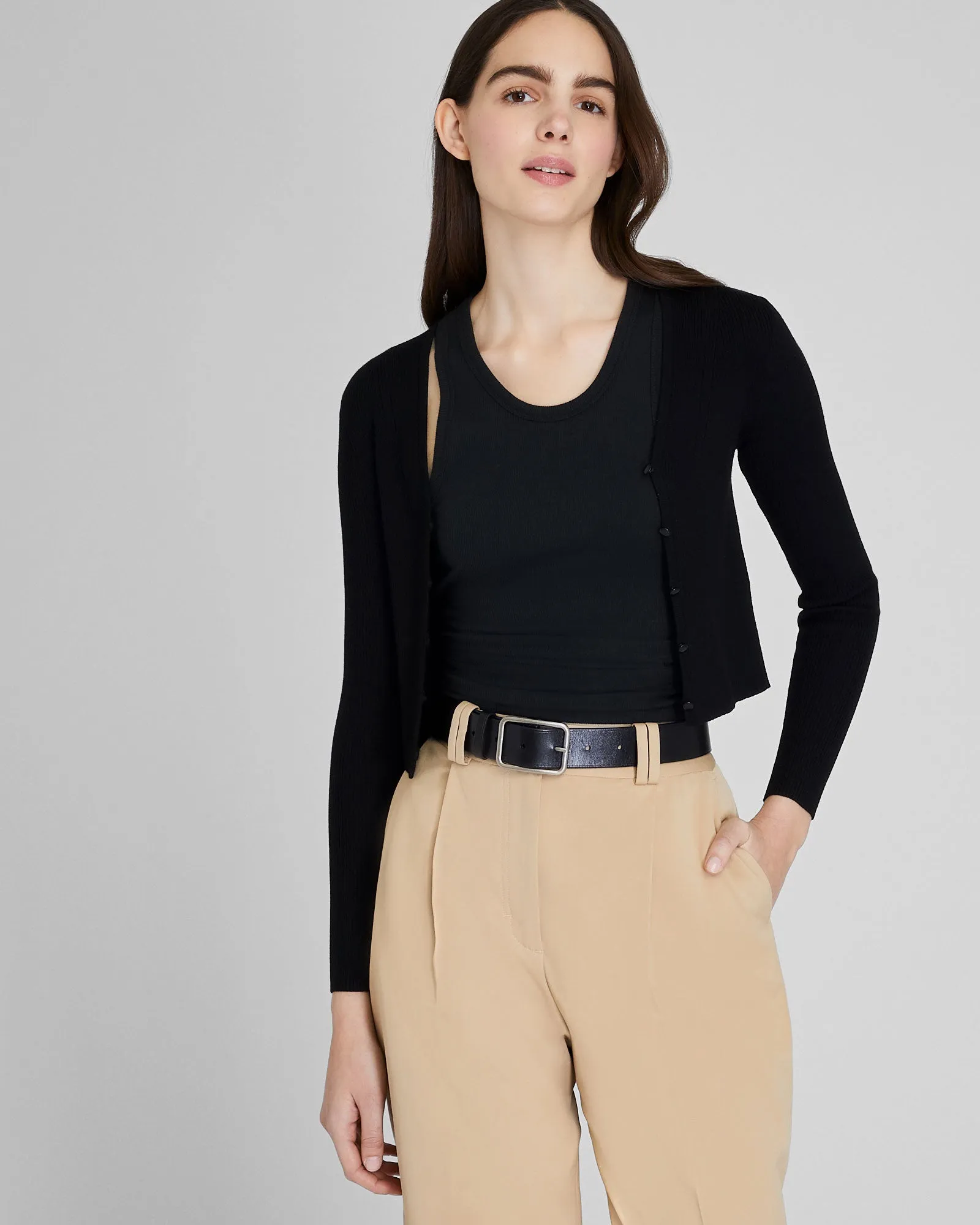 Button Front Ribbed Cardigan sold by Club Monaco