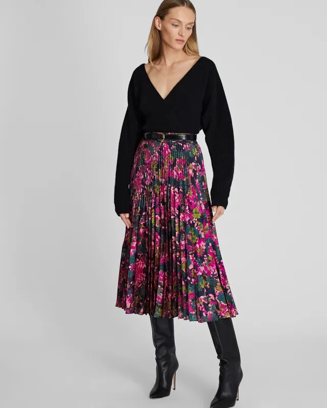 Floral Pleated Midi Skirt sold by Club Monaco