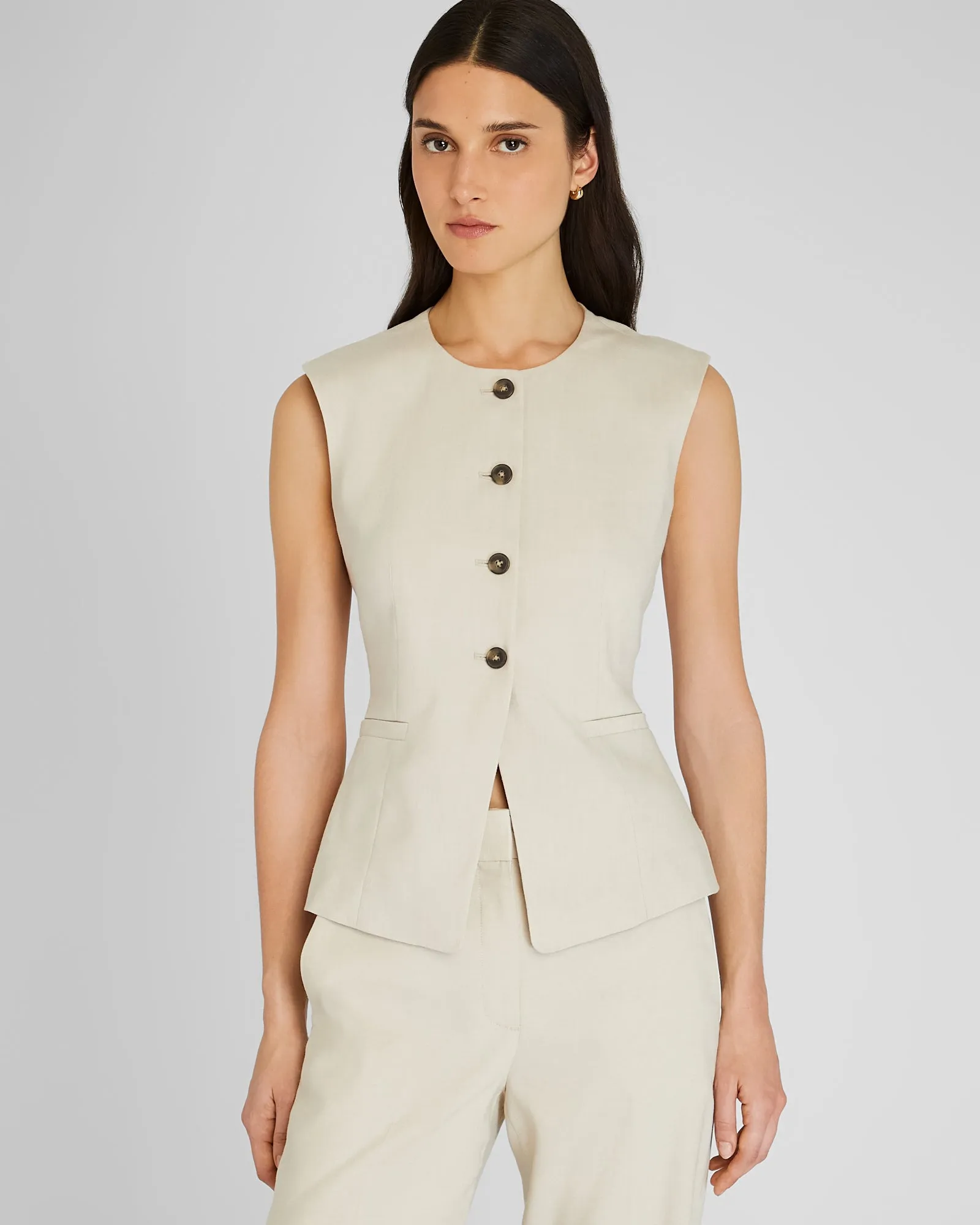 Cutaway Linen Vest sold by Club Monaco