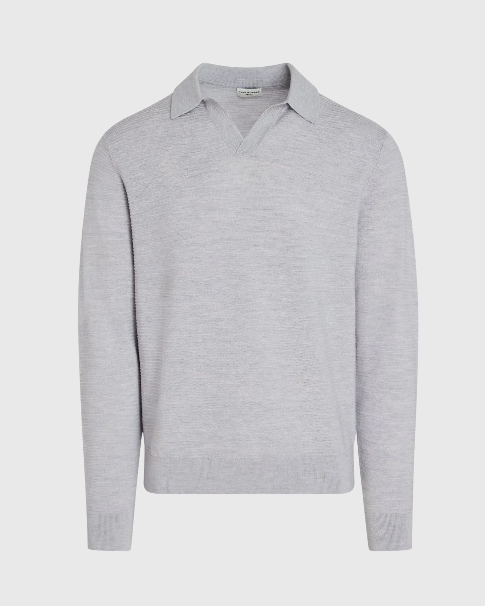 Long-Sleeve Textured Johnny Collar Knit Polo sold by Club Monaco product image thumbnail 5