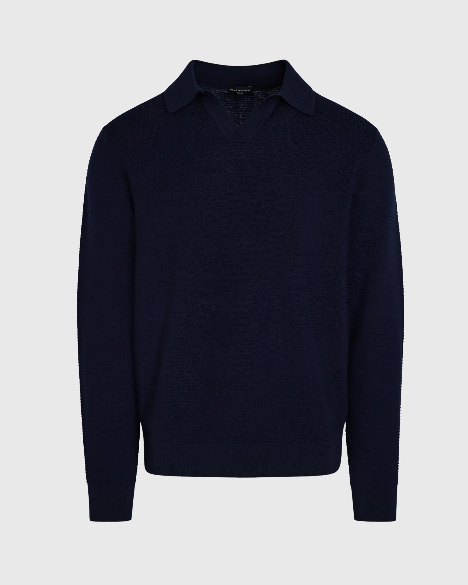 Long-Sleeve Textured Johnny Collar Knit Polo sold by Club Monaco product image thumbnail 5