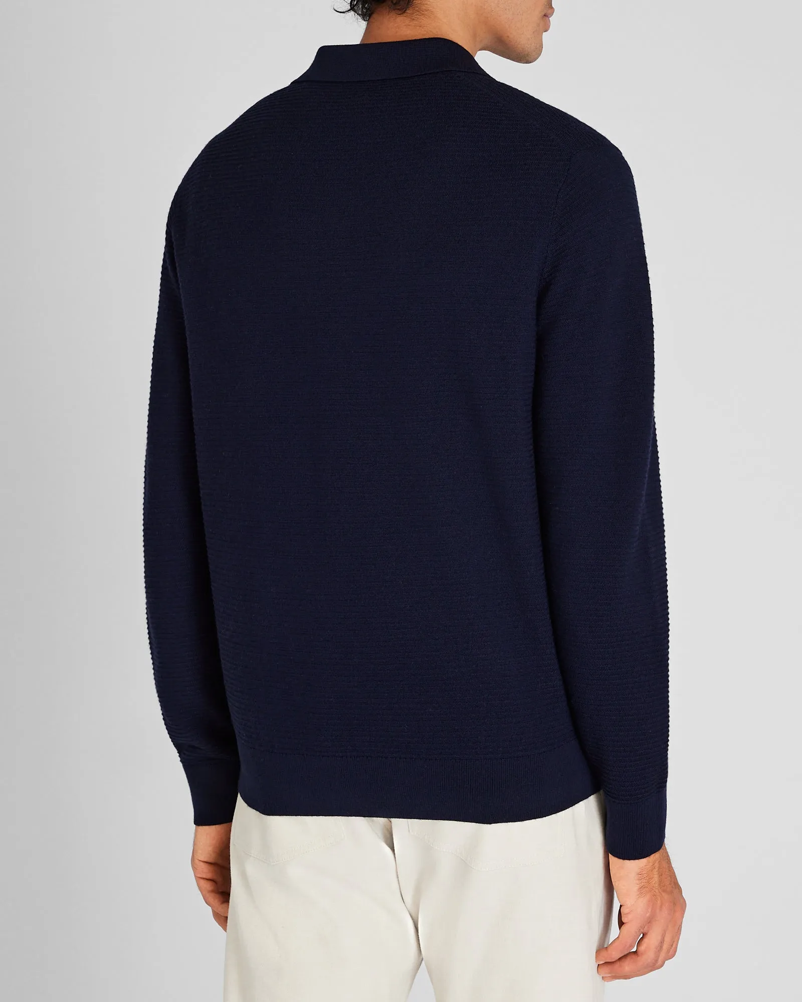 Long-Sleeve Textured Johnny Collar Knit Polo sold by Club Monaco product image thumbnail 3