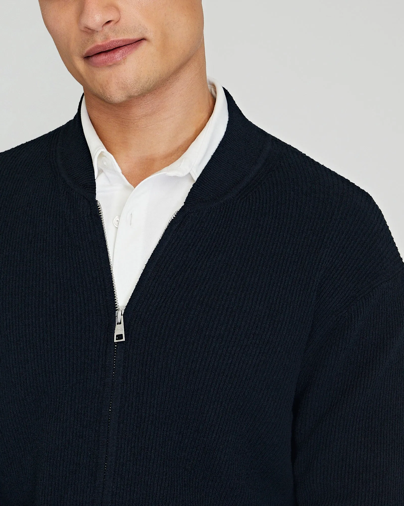 Ribbed Cotton Bouclé Full-Zip Sweater sold by Club Monaco product image thumbnail 2