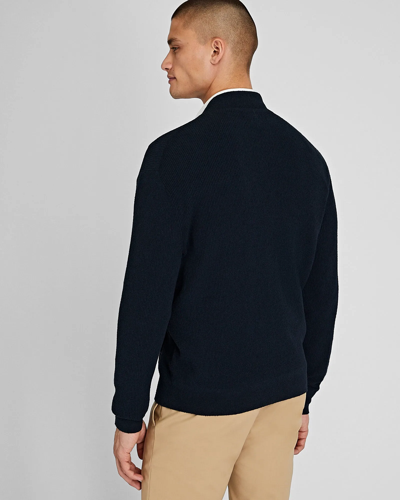 Ribbed Cotton Bouclé Full-Zip Sweater sold by Club Monaco product image thumbnail 4