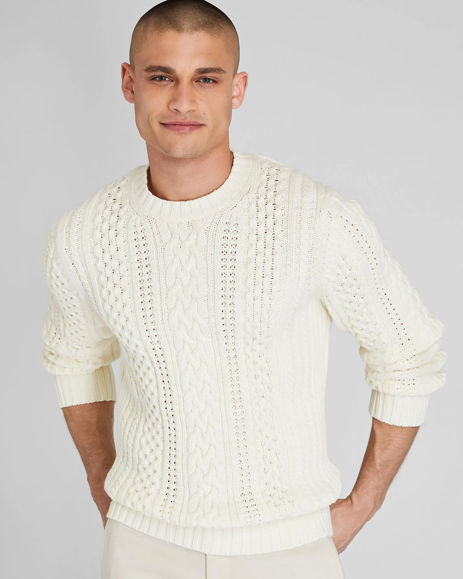 Large Cable Crewneck sold by Club Monaco