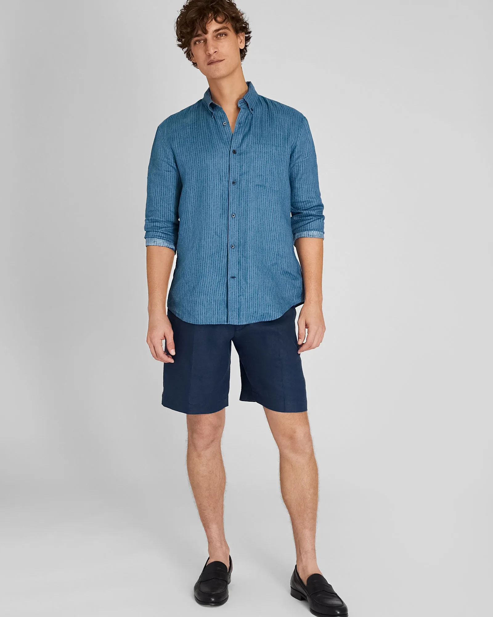 Long-Sleeve Double Stripe Linen Shirt sold by Club Monaco product image thumbnail 2