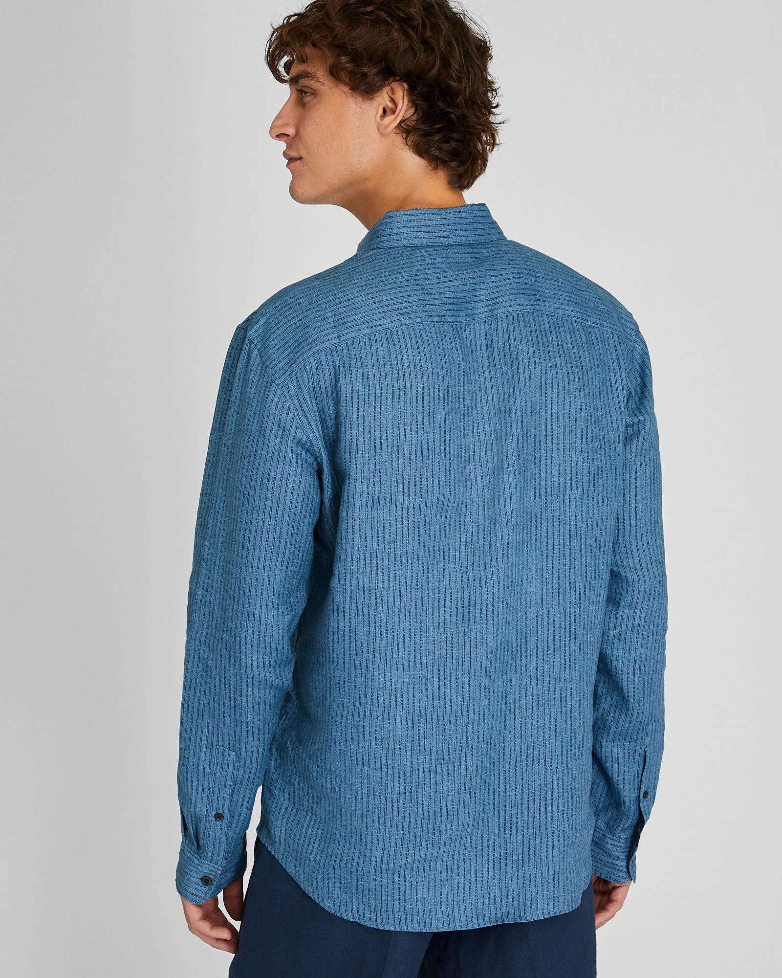 Long-Sleeve Double Stripe Linen Shirt sold by Club Monaco product image thumbnail 3