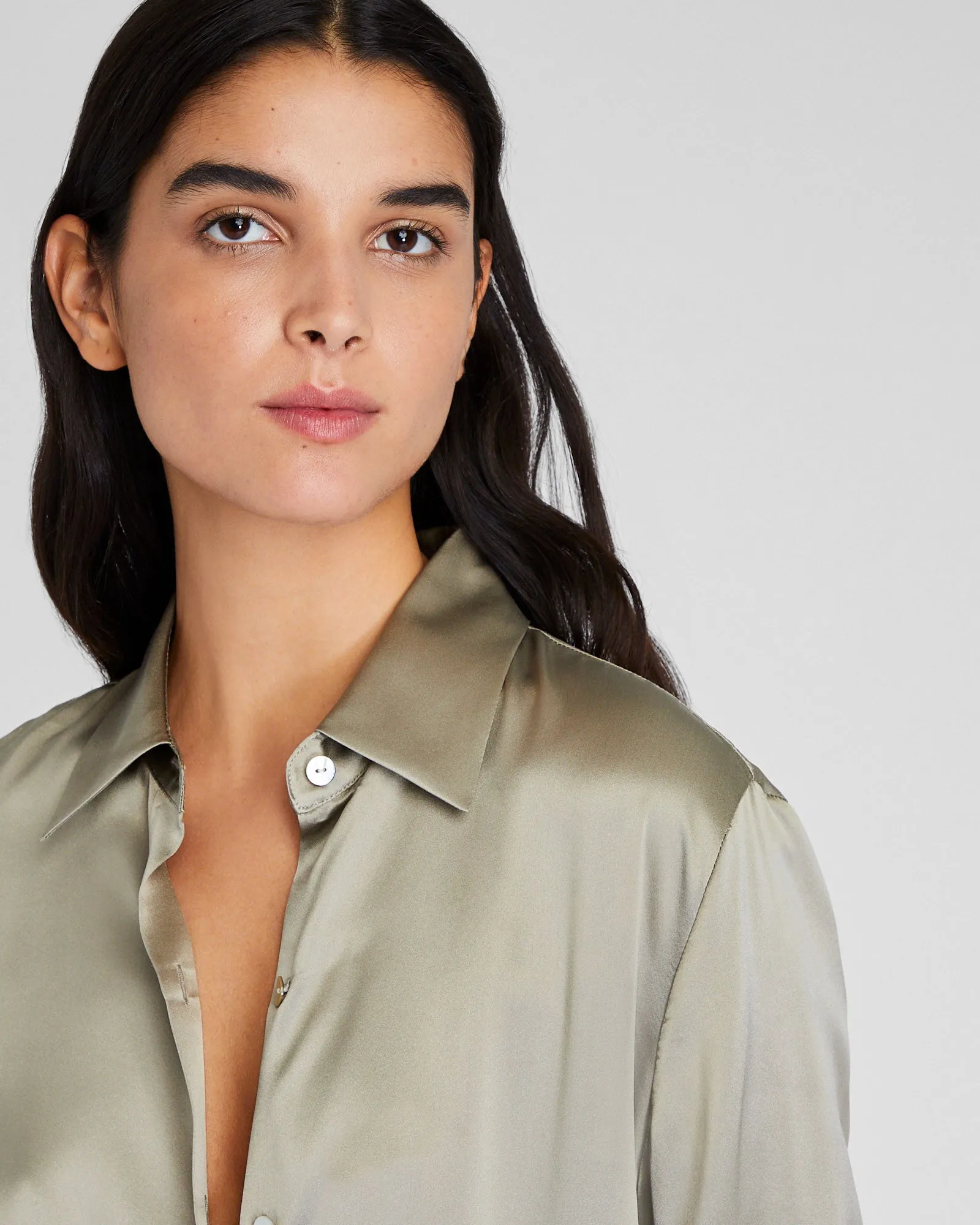 Silk Charmeuse Button-Down Shirt sold by Club Monaco product image thumbnail 4
