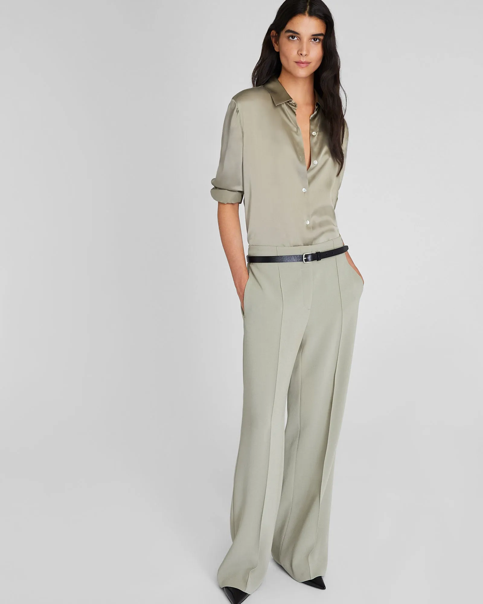 Silk Charmeuse Button-Down Shirt sold by Club Monaco product image thumbnail 3