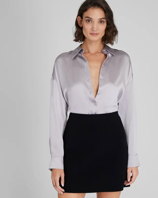 Silk Charmeuse Relaxed Button-Down Shirt sold by Club Monaco