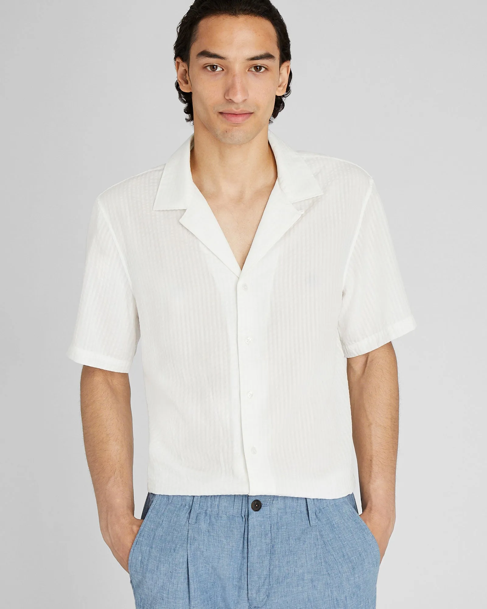 Short Sleeve Camp Collar Seersucker Shirt sold by Club Monaco