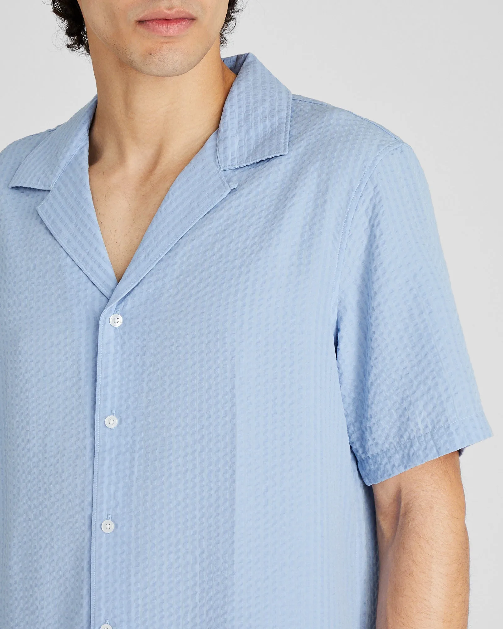 Short Sleeve Camp Collar Seersucker Shirt sold by Club Monaco product image thumbnail 2