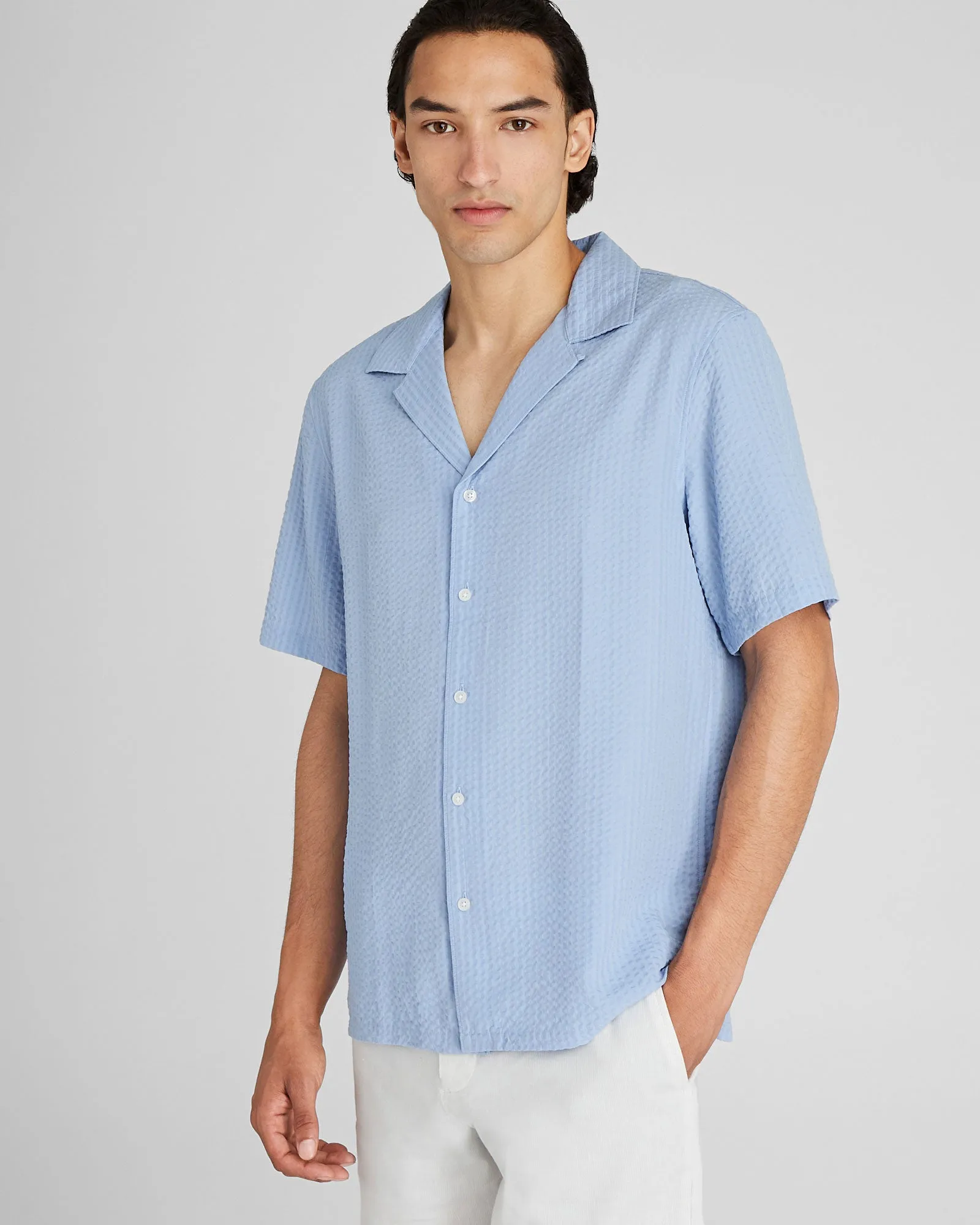 Short Sleeve Camp Collar Seersucker Shirt sold by Club Monaco