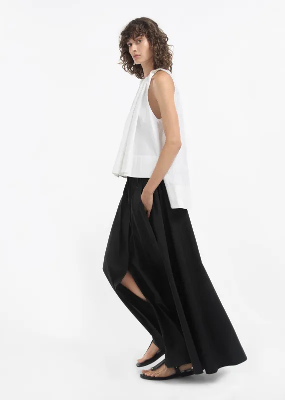 Gathered Tunic Shirt in Cotton Sateen - White sold by CO