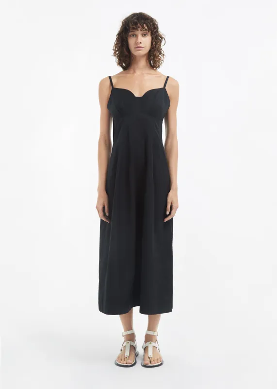 Bustier Midi Dress in Cotton Sateen - Black sold by CO