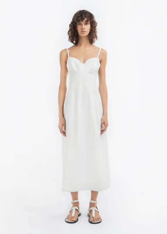 Bustier Midi Dress in Cotton Sateen - White sold by CO