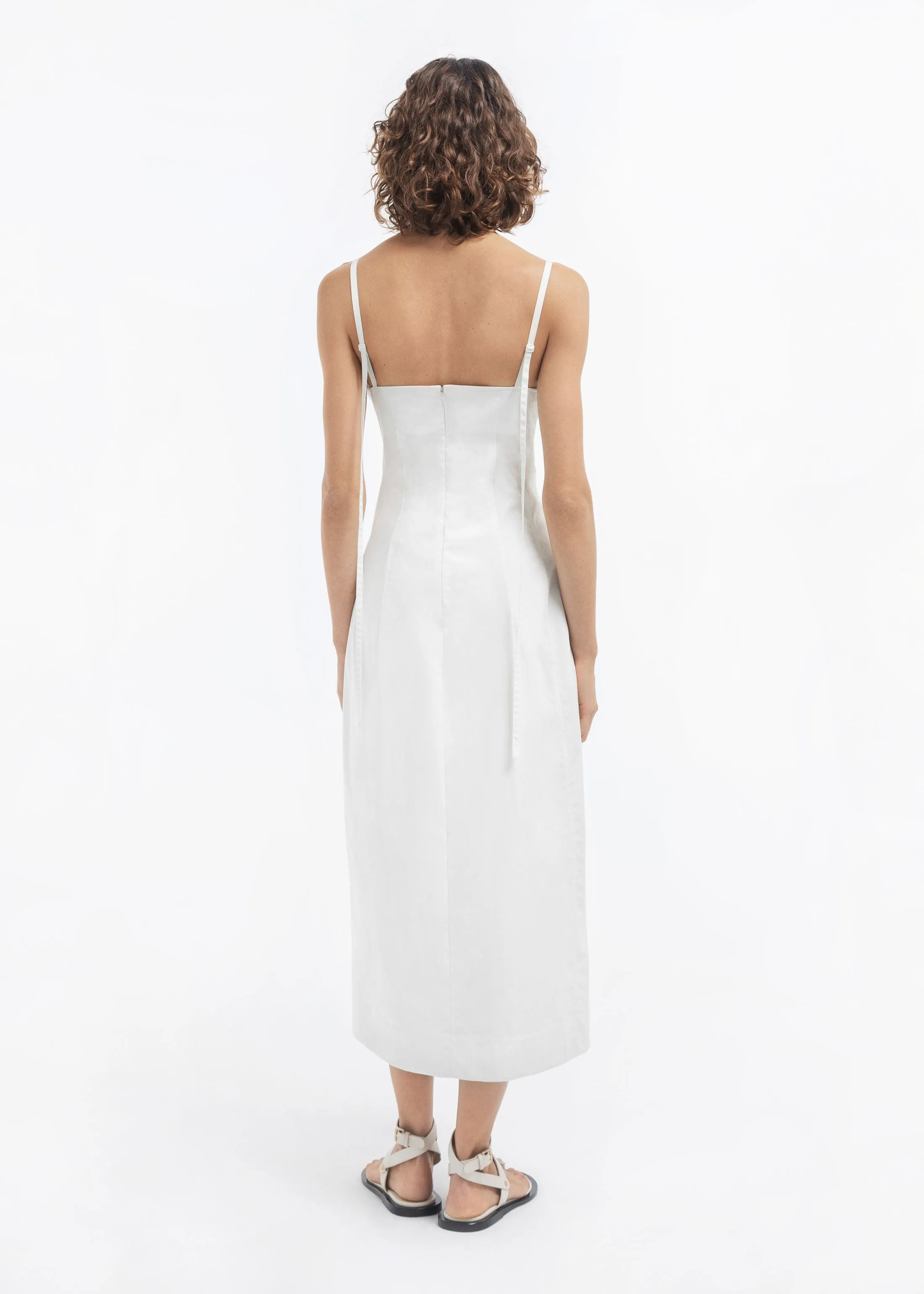 Bustier Midi Dress in Cotton Sateen - White sold by CO product image thumbnail 3
