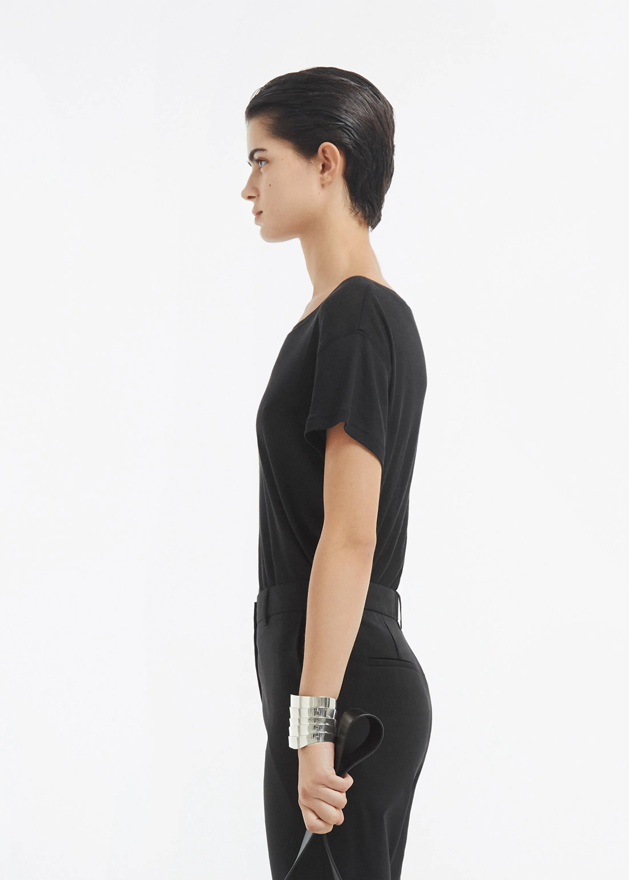 Crewneck Short Sleeve T-Shirt in Cotton Jersey - Black sold by CO product image thumbnail 3