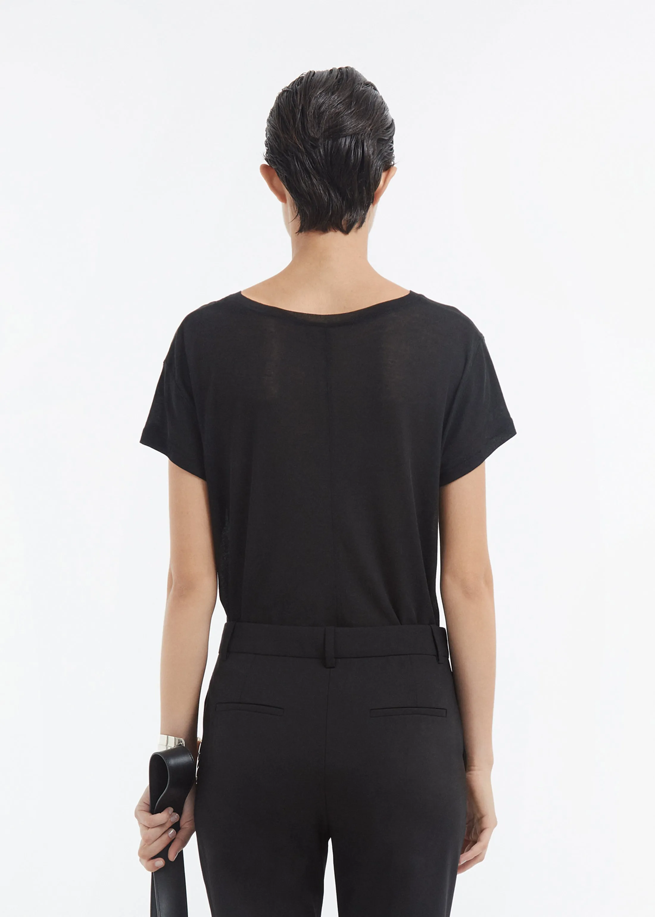 Crewneck Short Sleeve T-Shirt in Cotton Jersey - Black sold by CO product image thumbnail 2