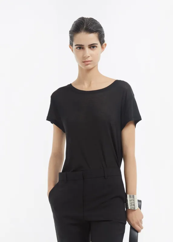 Crewneck Short Sleeve T-Shirt in Cotton Jersey - Black sold by CO