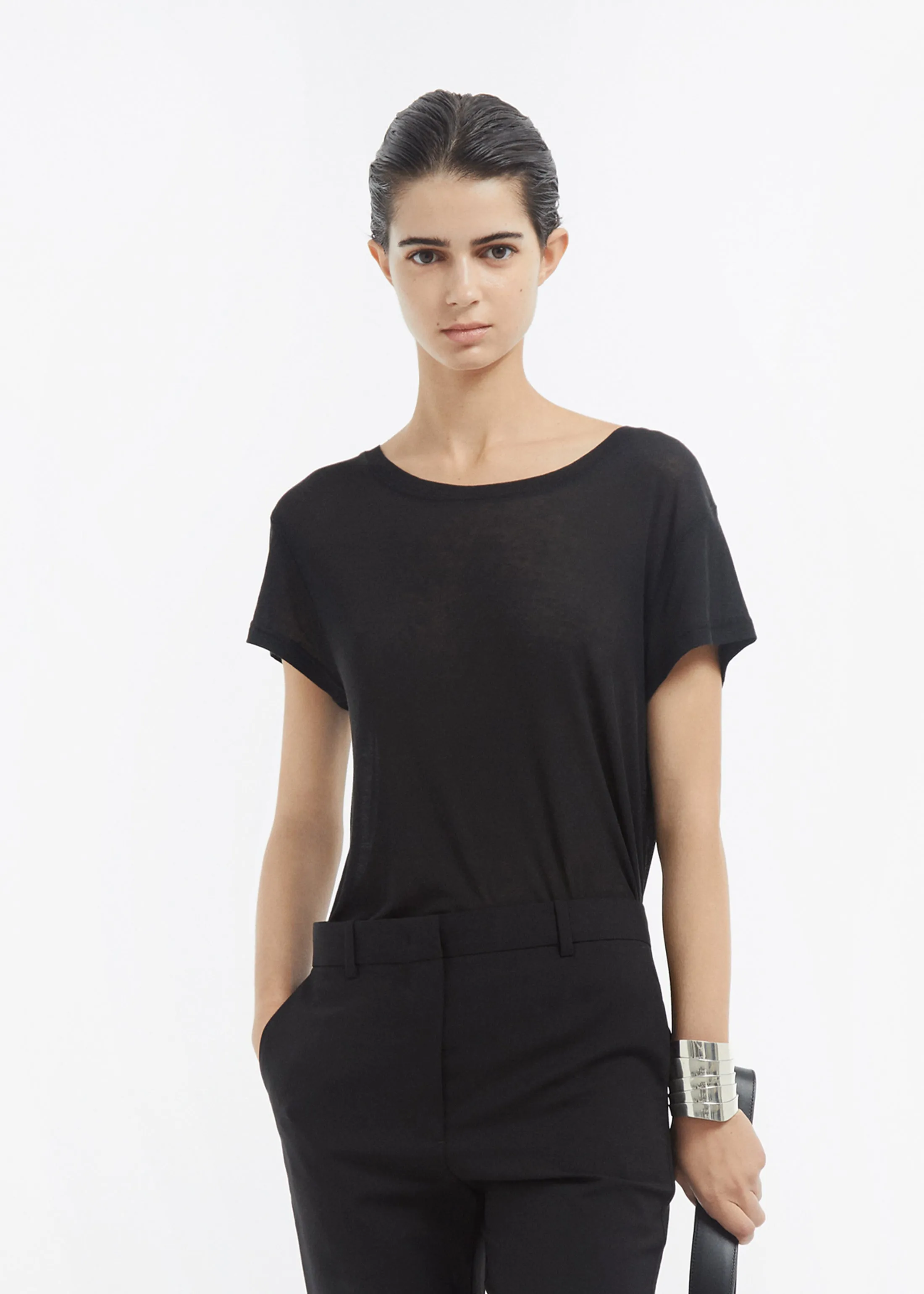 Crewneck Short Sleeve T-Shirt in Cotton Jersey - Black sold by CO