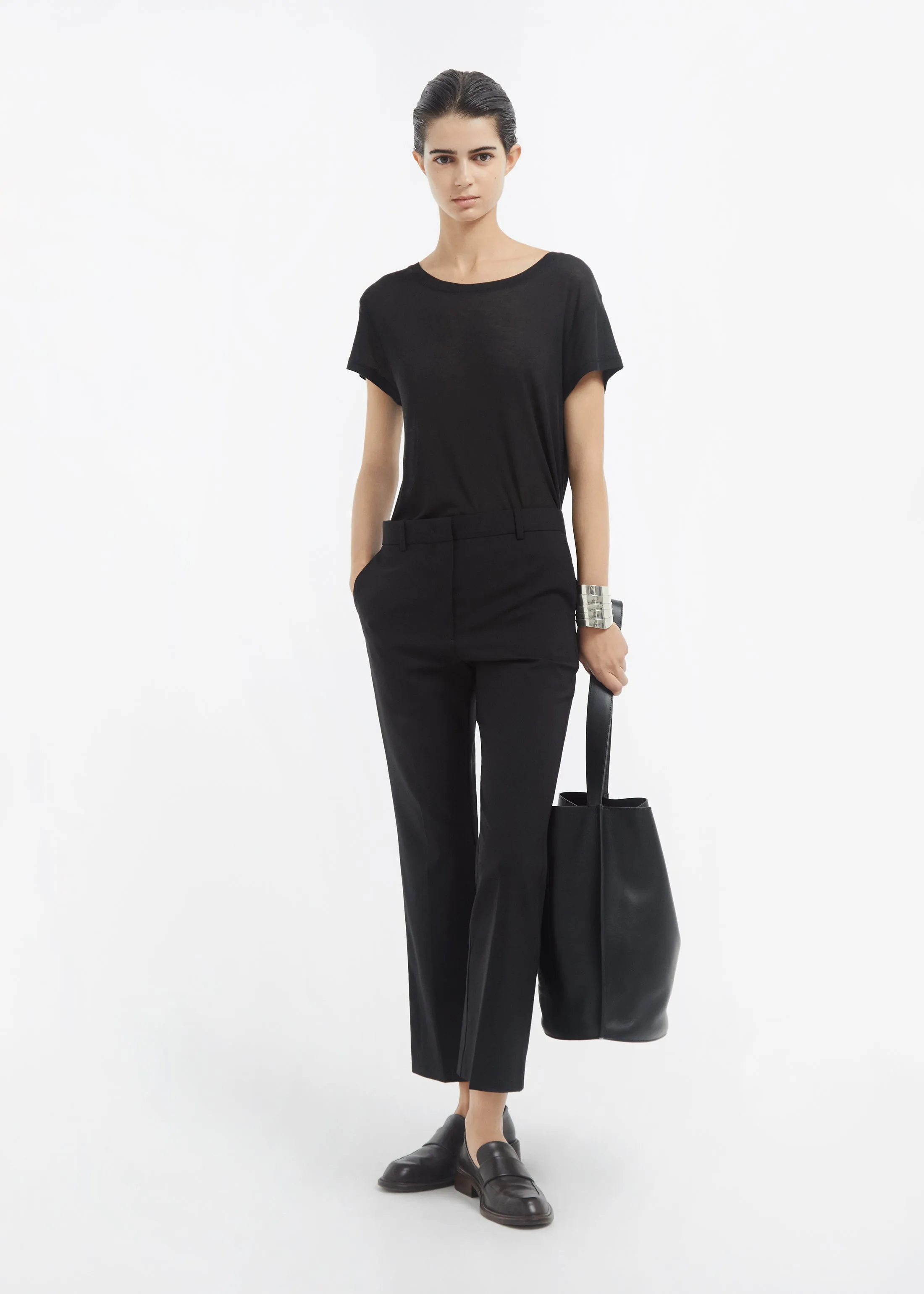 Crewneck Short Sleeve T-Shirt in Cotton Jersey - Black sold by CO product image thumbnail 4