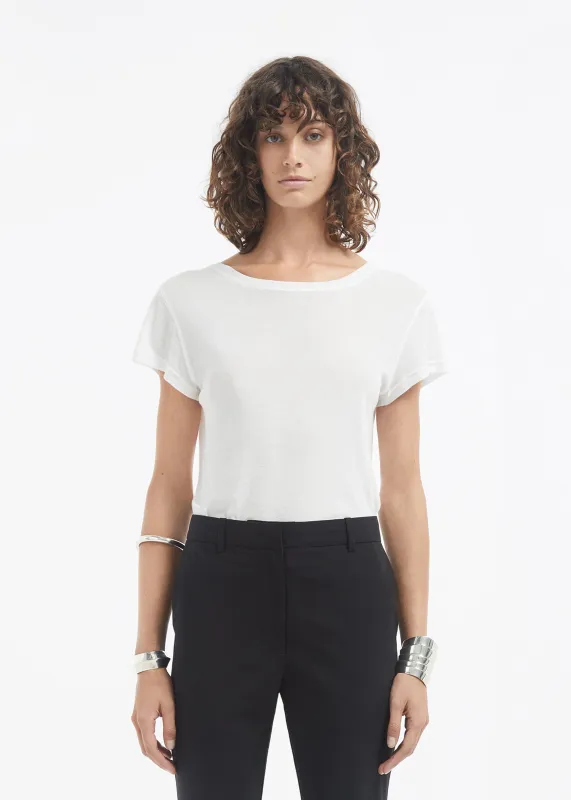 Crewneck Short Sleeve T-Shirt in Cotton Jersey - Ivory sold by CO