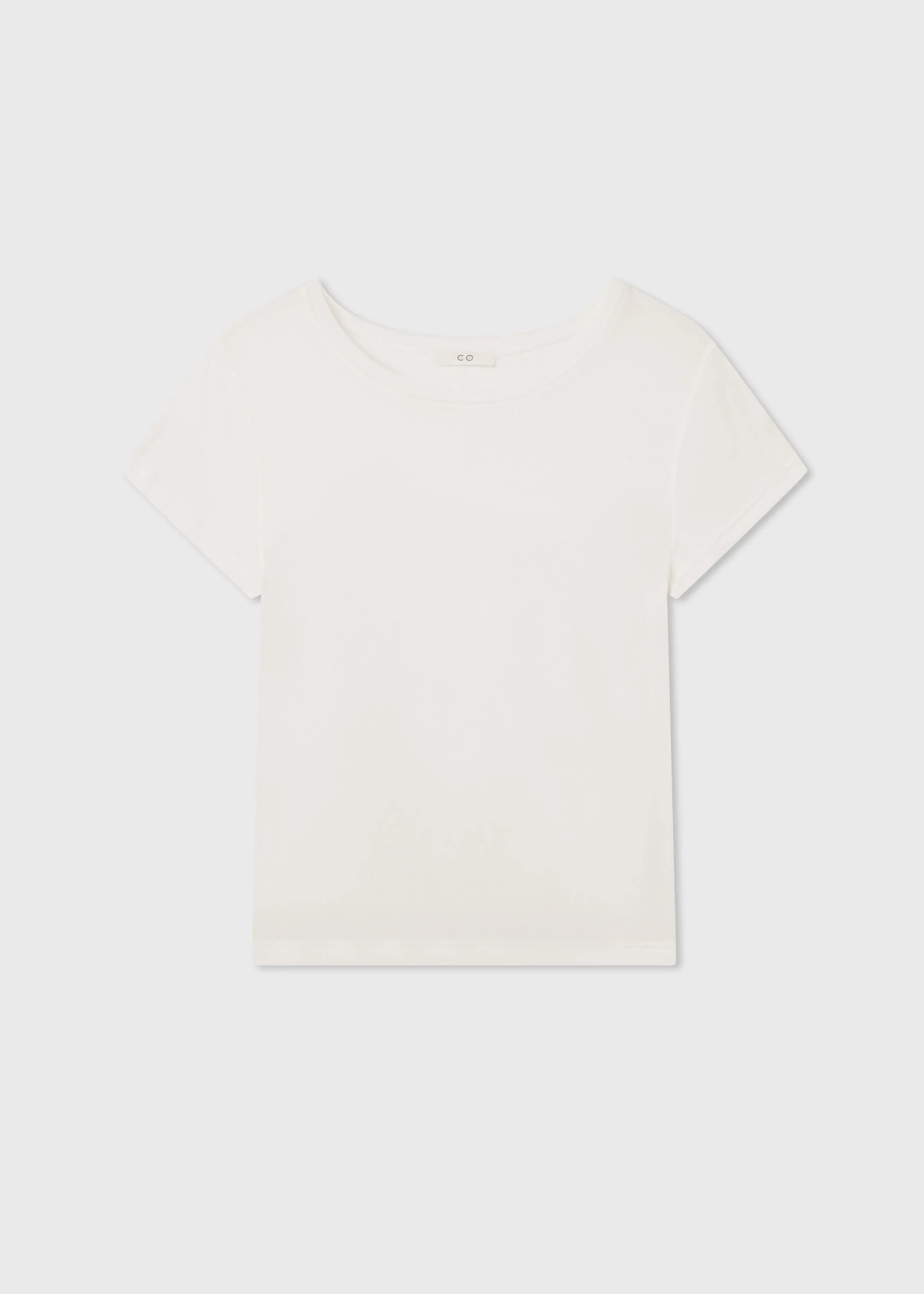 Crewneck Short Sleeve T-Shirt in Cotton Jersey - Ivory sold by CO product image thumbnail 3