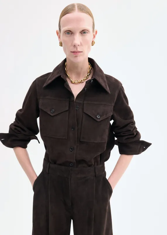 Western Shirt in Suede - Chocolate made by CO