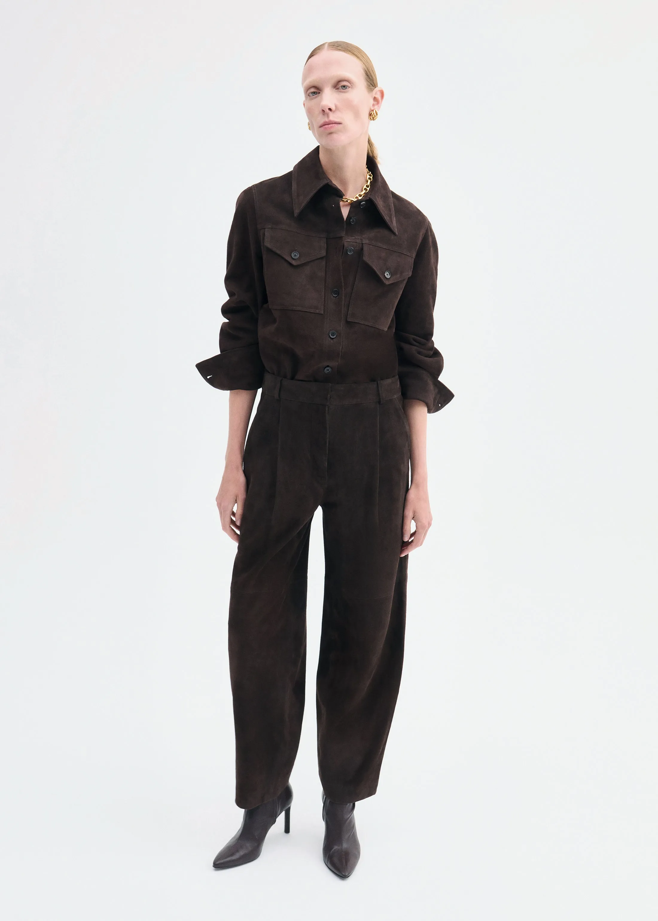 Western Shirt in Suede - Chocolate sold by CO product image thumbnail 2