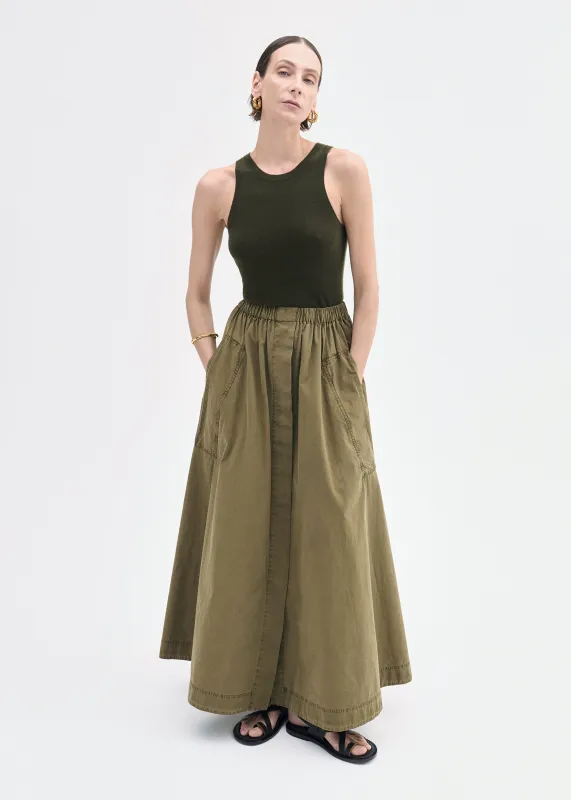 Parachute Skirt in Cotton Twill - Olive sold by CO