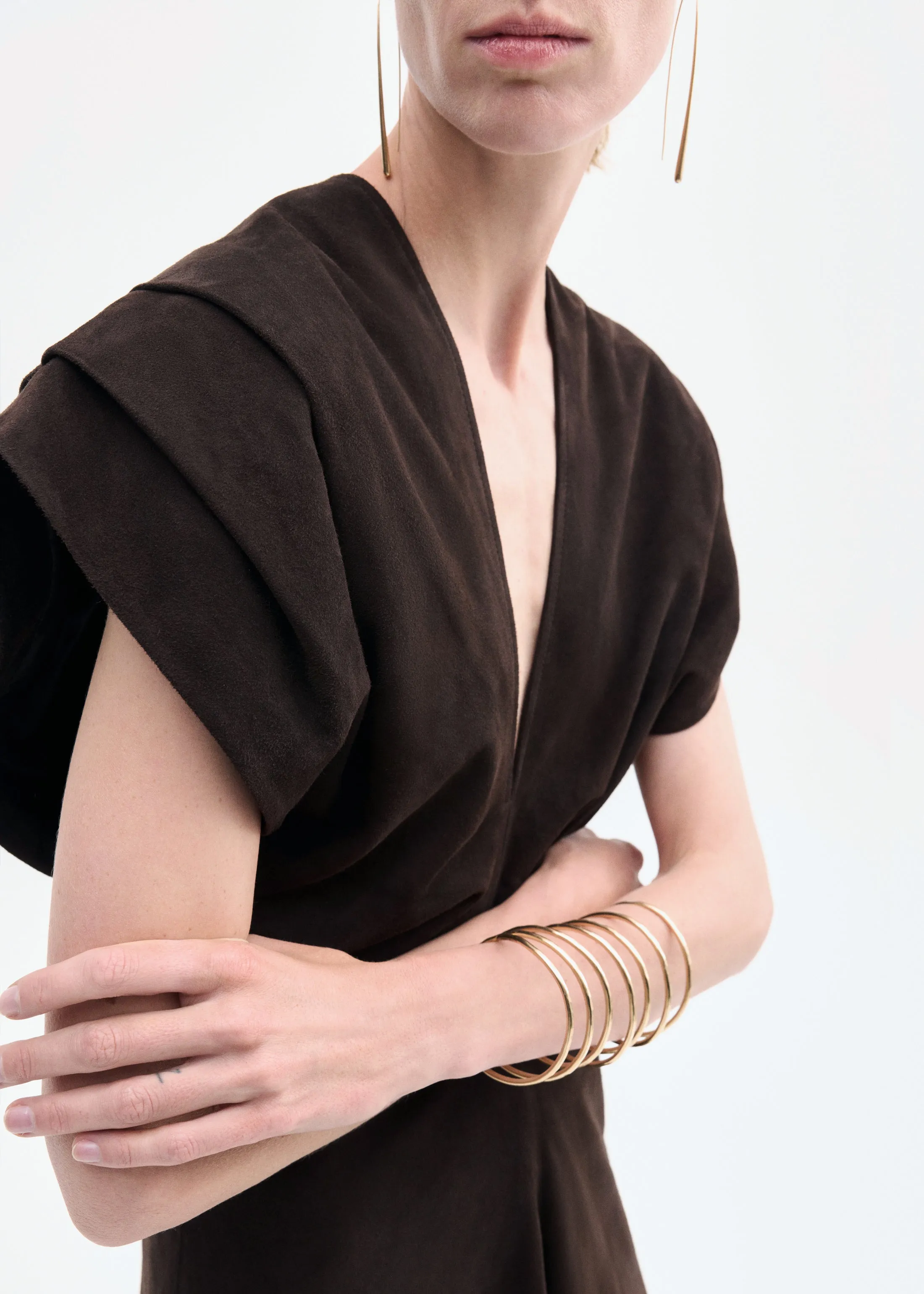 Sculpted Midi Dress in Suede - Chocolate sold by CO product image thumbnail 4