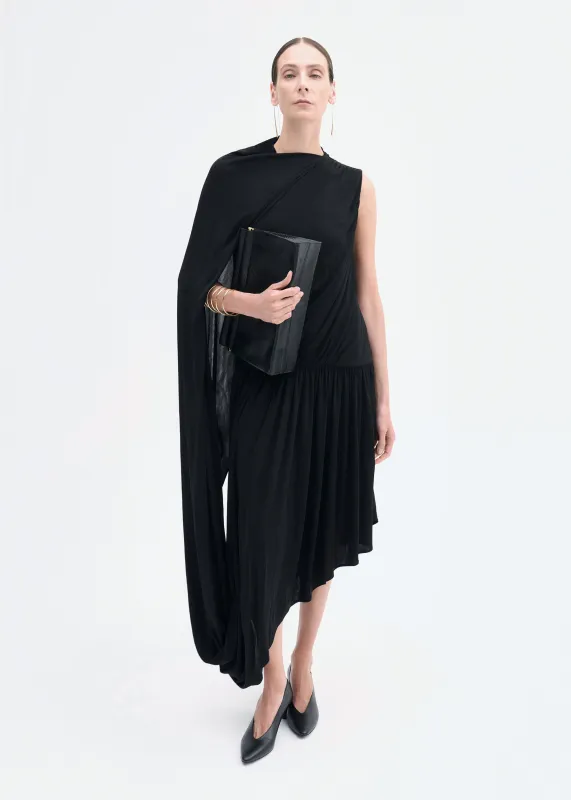 Asymmetric Dress in Viscose Jersey - Black sold by CO