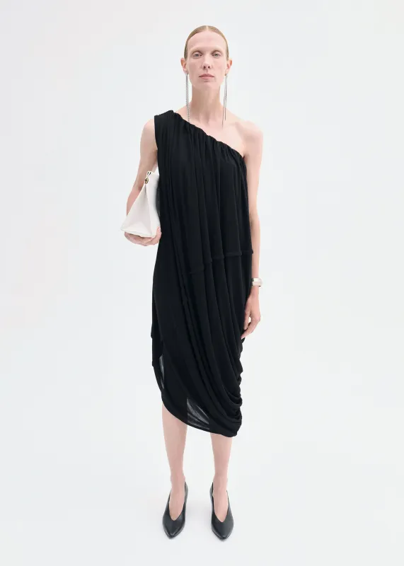 One-Shoulder Dress in Viscose Jersey - Black made by CO