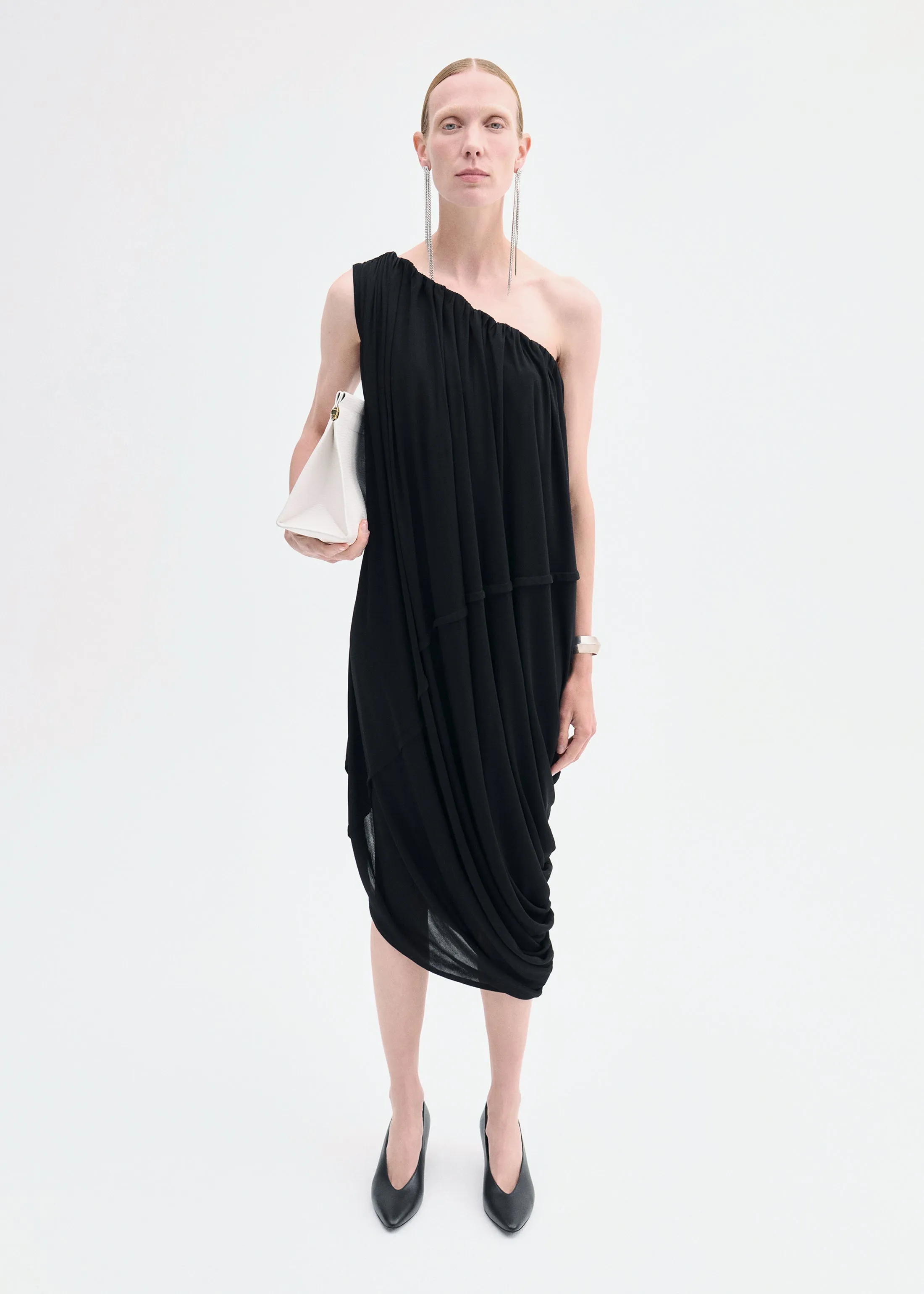 One-Shoulder Dress in Viscose Jersey - Black sold by CO