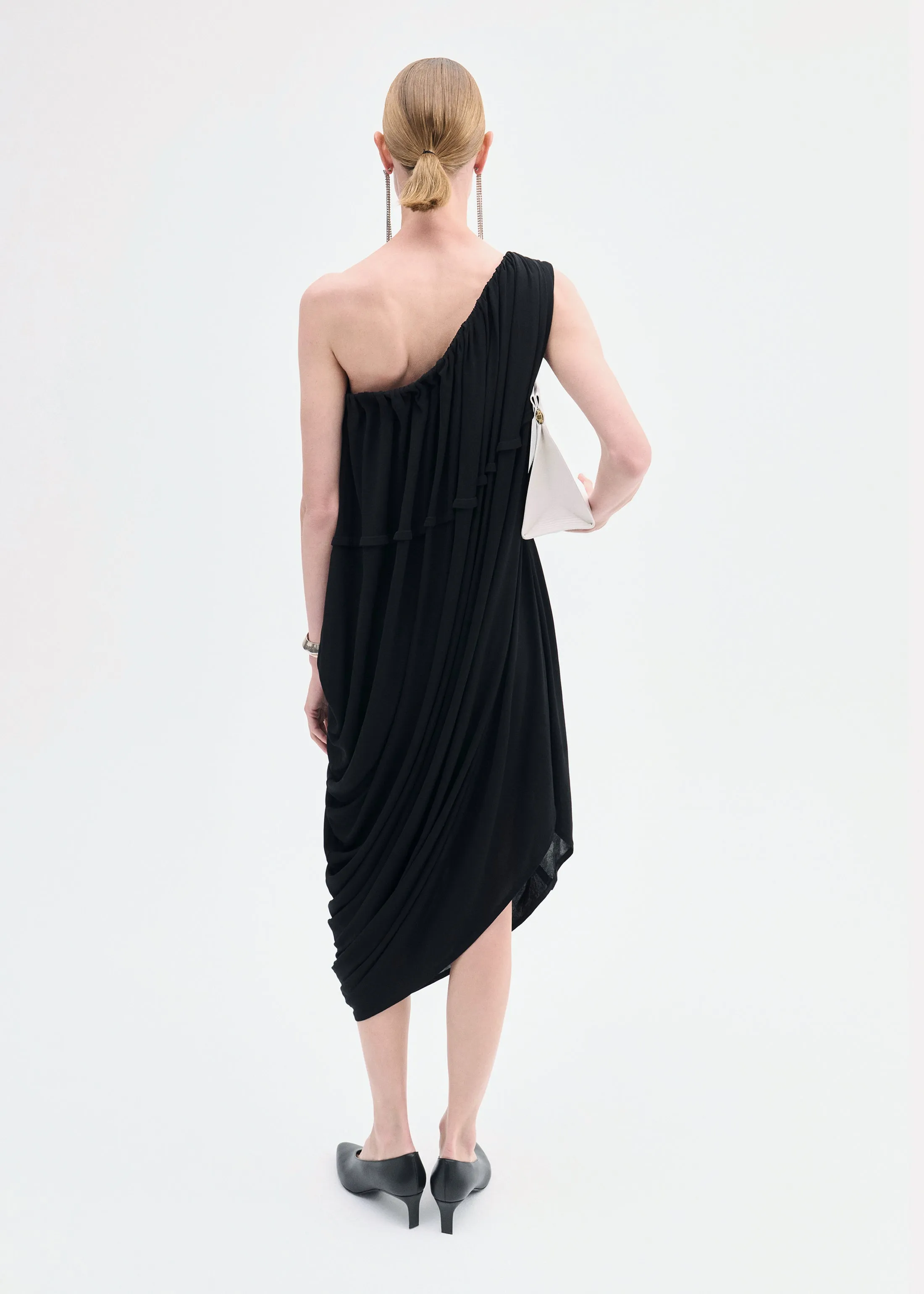 One-Shoulder Dress in Viscose Jersey - Black sold by CO product image thumbnail 2