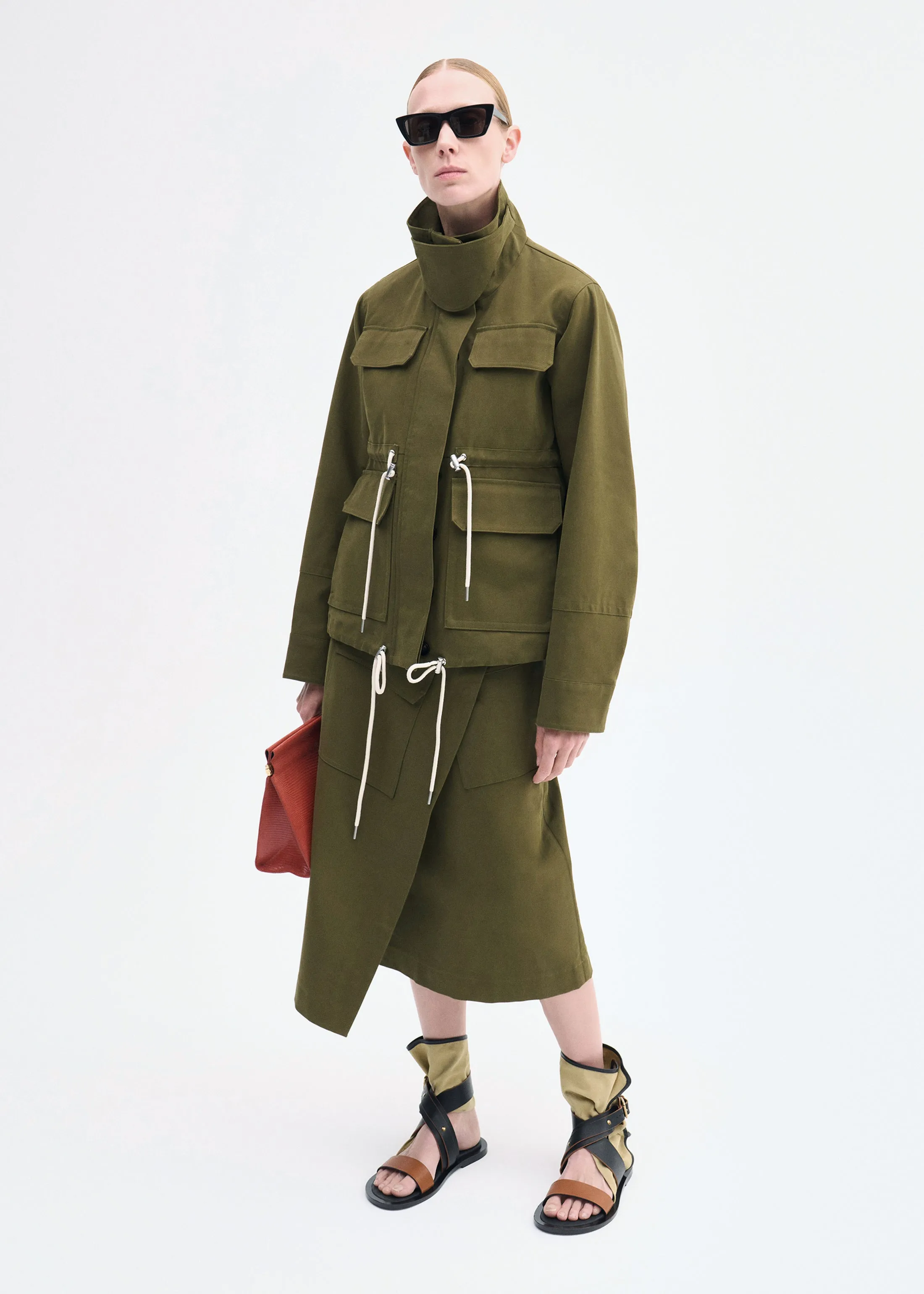 Military Jacket in Brushed Cotton - Olive sold by CO