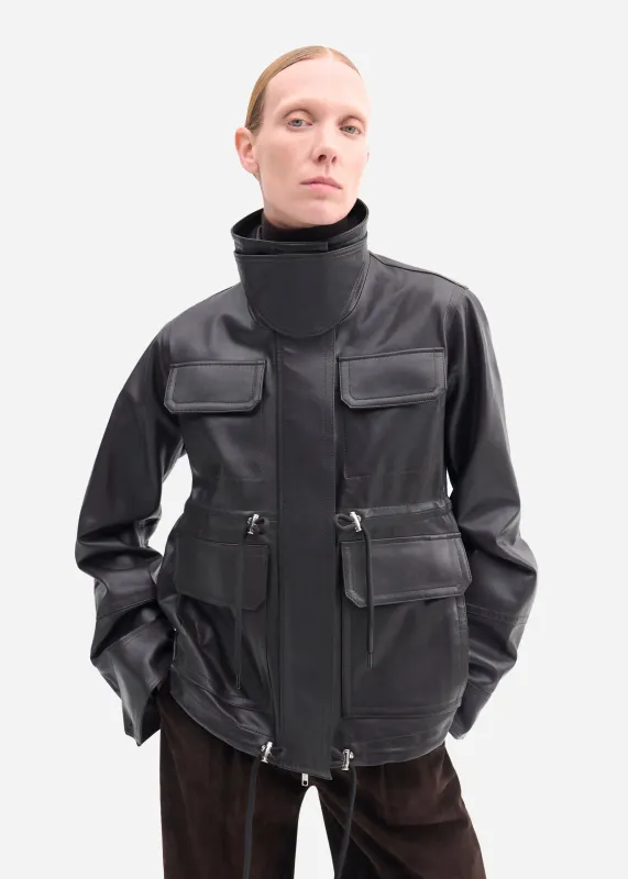 Military Jacket in Leather - Chocolate made by CO