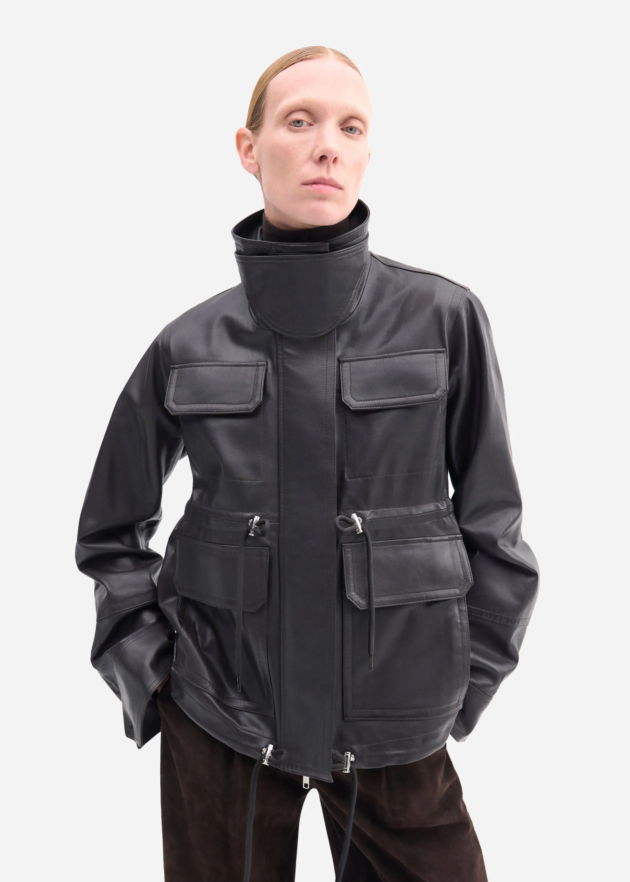 Military Jacket in Leather - Chocolate sold by CO