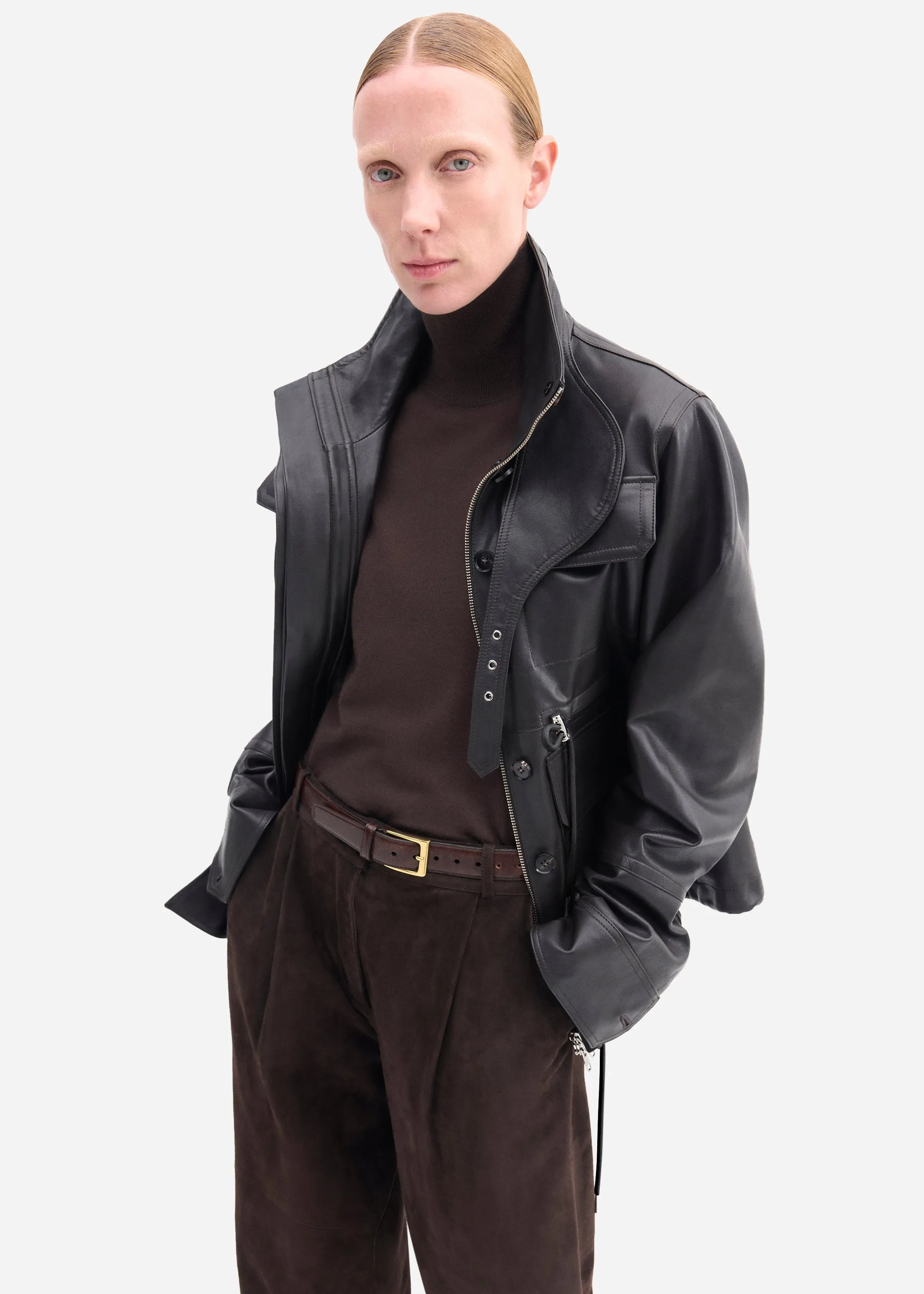 Military Jacket in Leather - Chocolate sold by CO product image thumbnail 2