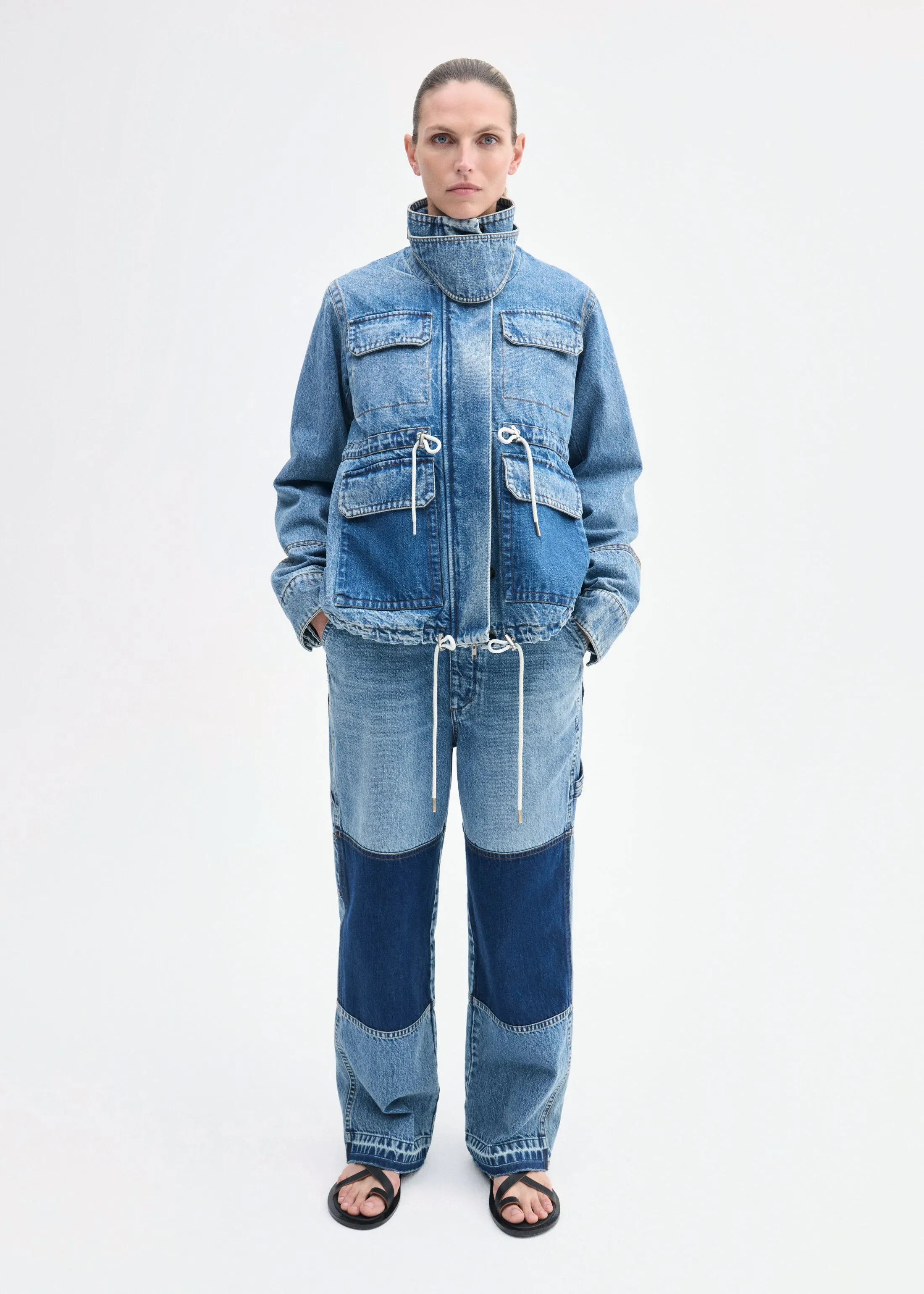 Military Jacket in Patchwork Denim - Indigo sold by CO product image thumbnail 2