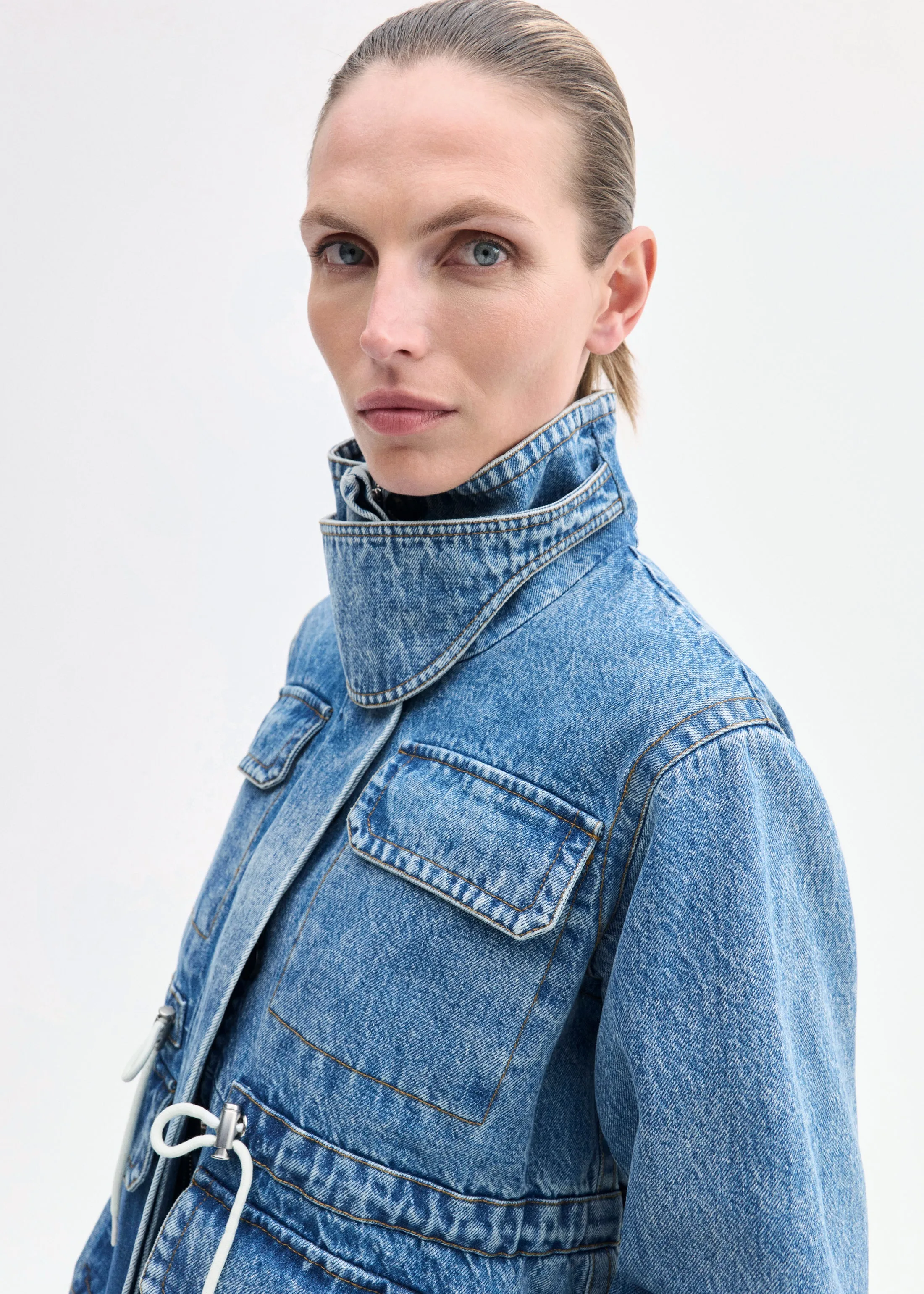 Military Jacket in Patchwork Denim - Indigo sold by CO product image thumbnail 4