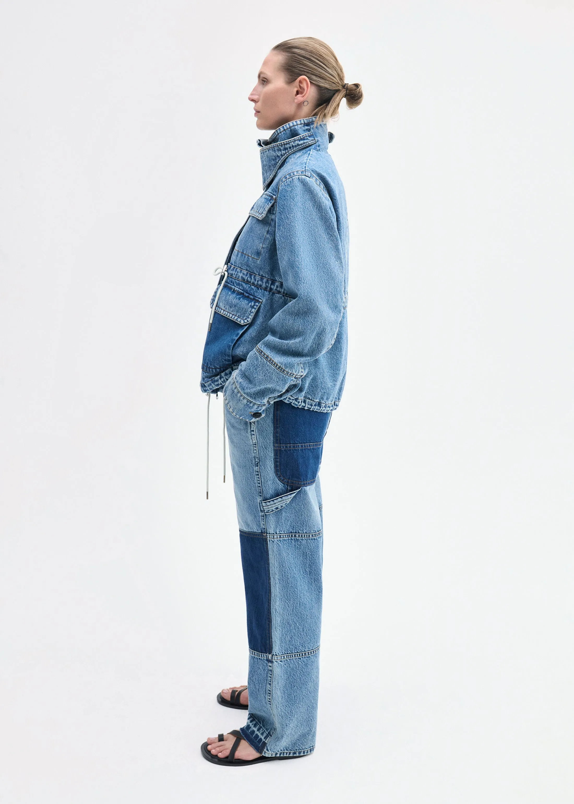 Military Jacket in Patchwork Denim - Indigo sold by CO product image thumbnail 3