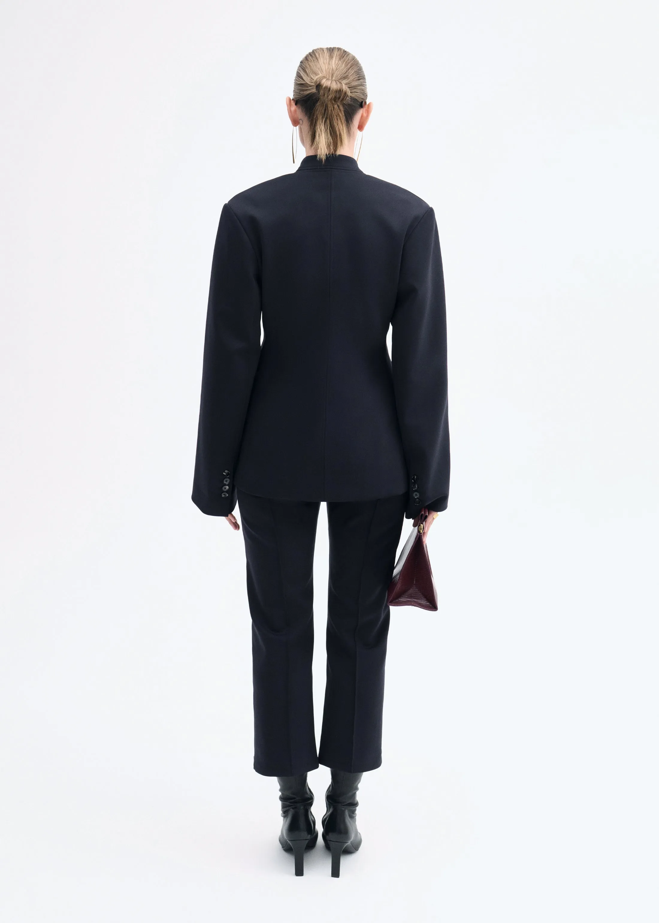 Sculptural Collarless Blazer in Scuba - Black sold by CO product image thumbnail 3