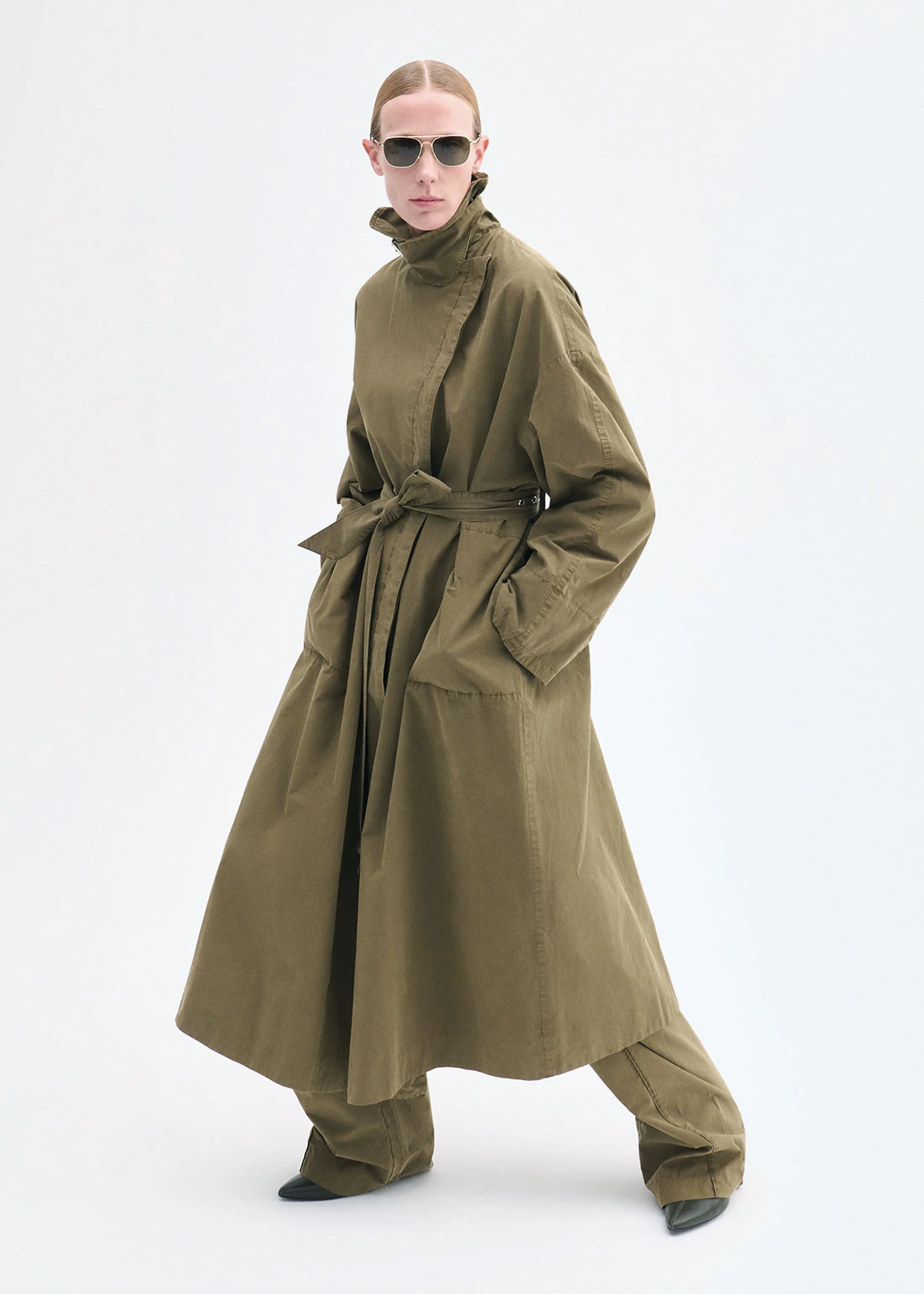 Oversized Trench in Cotton Twill - Olive sold by CO product image thumbnail 3